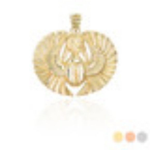 10K Solid Gold Sacred Beetle Pendant - Yellow, Rose, or White
